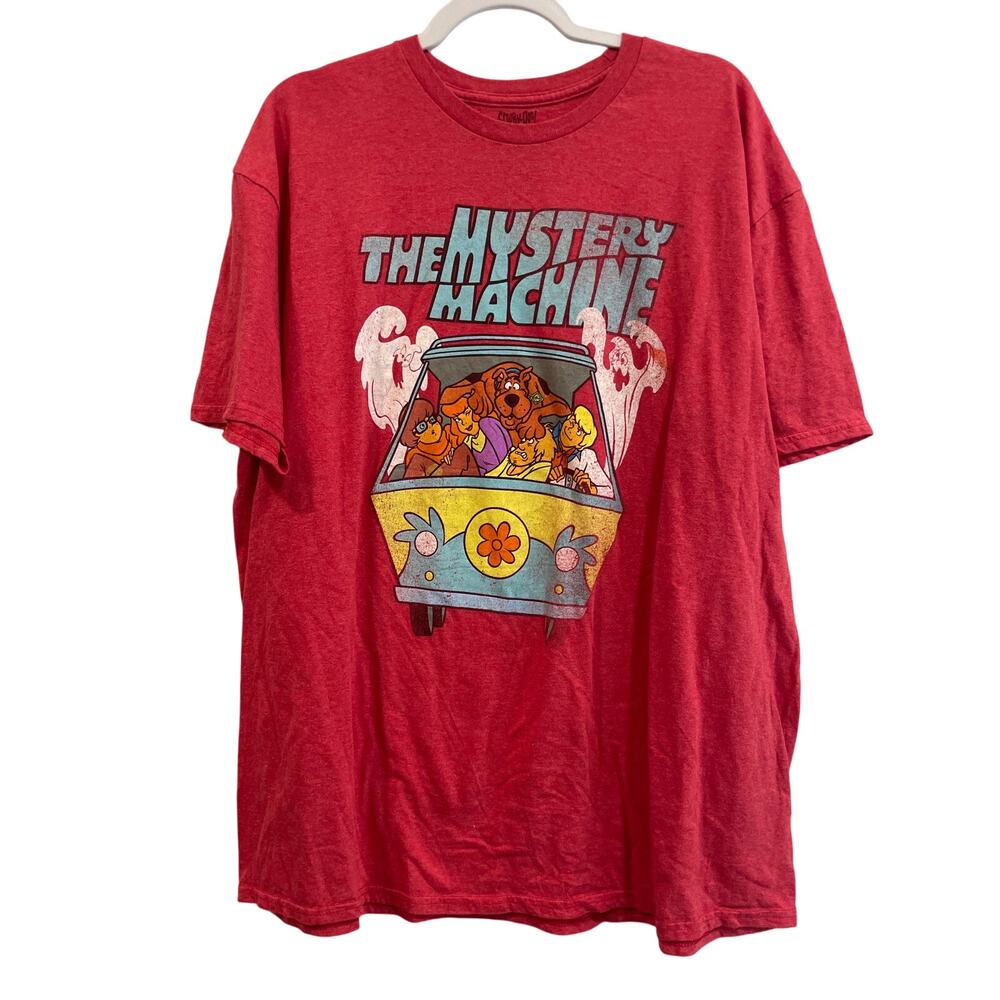 Scooby-Doo Men's XXL Red T-Shirt Mystery Machine Graphic Short Sleeve Cartoon